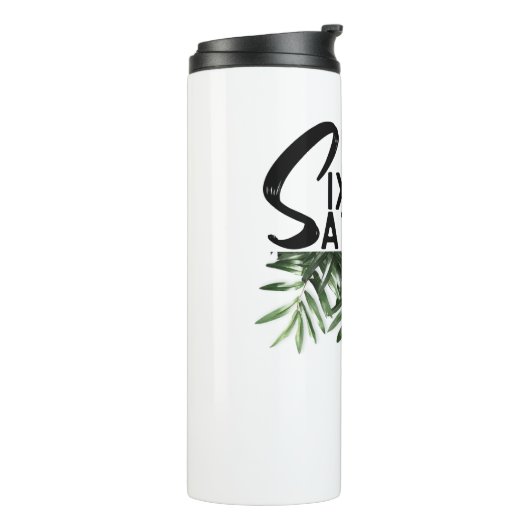 Sechs am Samstag.w Thermosbecher (Nach links gedreht)