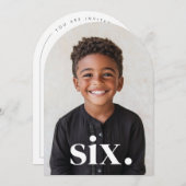 Sechs Arched Foto 6. Geburtstag Einladung (Vorne/Hinten)