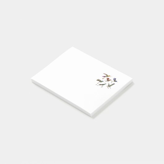 Sechs bunte Kolibris Post-it Klebezettel (angewinkelt)