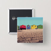 Sechs bunte Strand-Hütte | Cape Town, Südafrika Button (Vorne & Hinten)