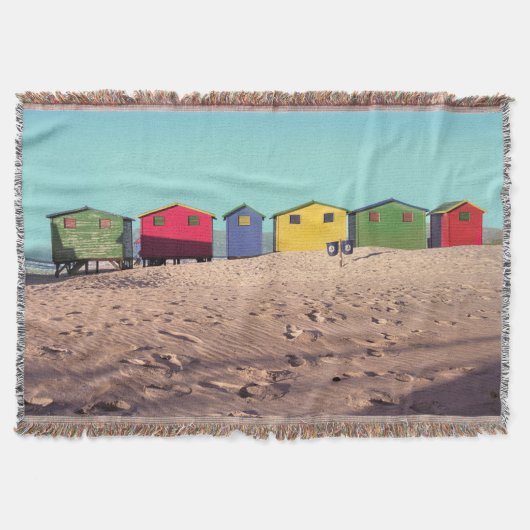 Sechs bunte Strand-Hütte | Cape Town, Südafrika Decke (Vorderseite)