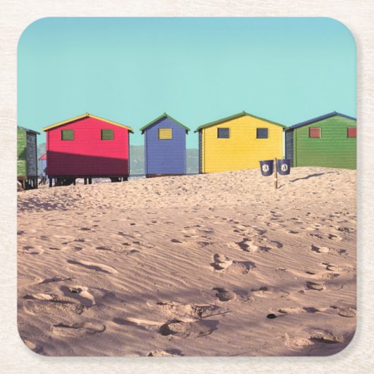 Sechs bunte Strand-Hütte | Cape Town, Südafrika Rechteckiger Pappuntersetzer (Vorderseite)