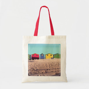 Sechs bunte Strand-Hütte Cape Town, Südafrika Tragetasche