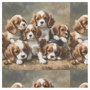 Sechs Cavalier Spaniel Welpen, Stoff