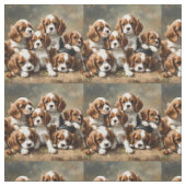 Sechs Cavalier Spaniel Welpen, Stoff (Muster)