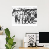 Sechs Cowgirls an Cheyenne Frontier Days. Poster (Heimbüro)