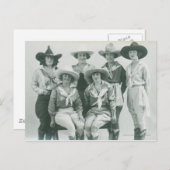 Sechs Cowgirls in Hüten und Wimpern. Postkarte (Vorne/Hinten)
