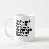 Sechs Edelgase auf dem Periodensystem der Elemente Kaffeetasse (Links)