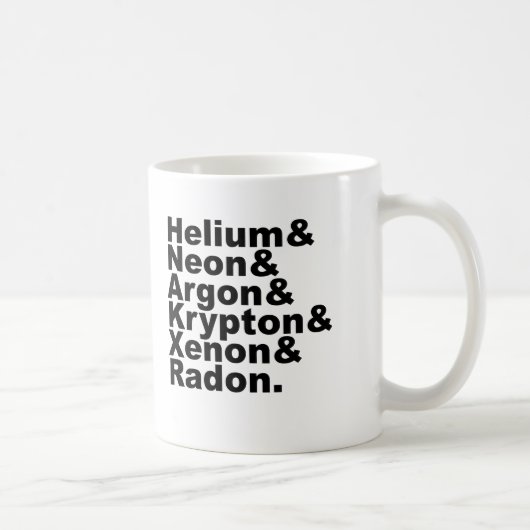 Sechs Edelgase auf dem Periodensystem der Elemente Kaffeetasse (Rechts)