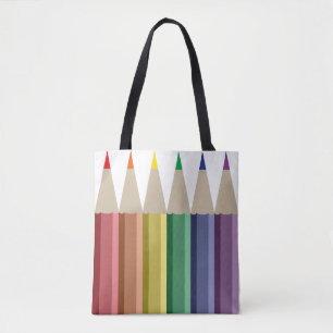 Sechs farbige Bleistifte in Regenbogenanordnung Tasche