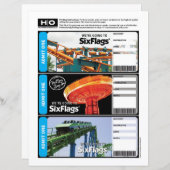 Sechs Flags-Mockticket für Reisen und Veranstaltun (Vorne/Hinten)