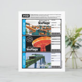 Sechs Flags-Mockticket für Reisen und Veranstaltun (Stehend Vorderseite)