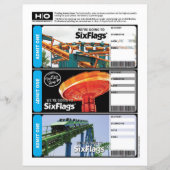 Sechs Flags-Mockticket für Reisen und Veranstaltun (Vorderseite)