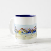 sechs Flussuferläufer auf einer Tasse (Vorderseite Links)