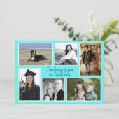 Sechs Foto Template Aqua Weihnachtskarten Feiertagskarte (Stehend Vorderseite)