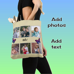 Sechs Fotos, Beige für benutzerdefinierte Textschm Tasche