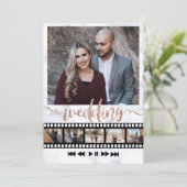 Sechs Fotos Collage Movie Frame Rose Gold Glitzer Einladung (Stehend Vorderseite)