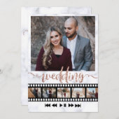 Sechs Fotos Collage Movie Frame Rose Gold Glitzer  Einladung (Vorne/Hinten)