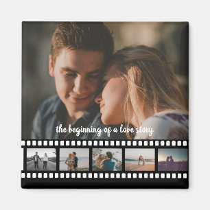 Sechs Fotos sammeln sich wie in den Filmen Button Magnet