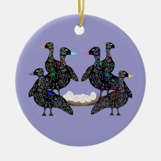 Sechs Gänse A, die Verzierung legen Keramik Ornament (Vorne)