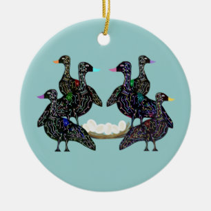 Sechs Gänse A, die Verzierung legen Keramikornament