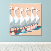 Sechs Gänse A-Lay Cut-Out Stift 3 Leinwanddruck (Insitu (Holzboden))