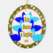 Sechs Gänse a-Lay - Gewohntes Jahr Keramik Ornament (Links)