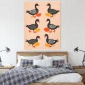 Sechs Gänse A-Lay Mitte Jahrhundert Retro-Schnitt- Leinwanddruck (Insitu (Schlafzimmer))