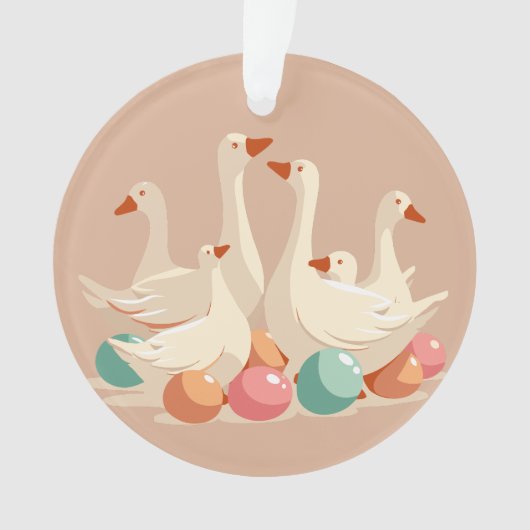 Sechs Gänse im Stilstil, A-Lay Cut-Out Ornament (Vorderseite)