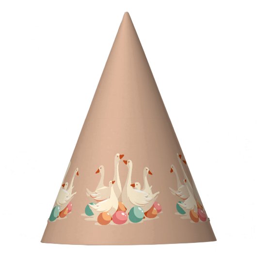 Sechs Gänse im Stilstil, A-Lay Cut-Out Partyhütchen (Vorderseite)