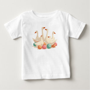 Sechs Gänse legen - Schablonen-Stil Baby T-shirt