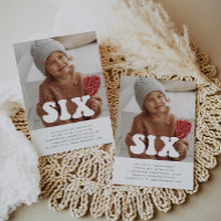 Sechs - Groovy Foto Geburtstag Einladung