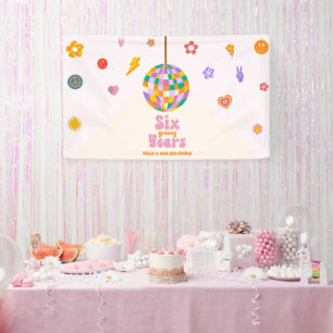 Sechs Groovy Jahre Disco Ball 6. Geburtstagsfeier Banner