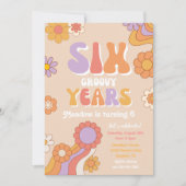 Sechs Groovy Years Einladung | Einladung zum 6. Ge (Vorderseite)