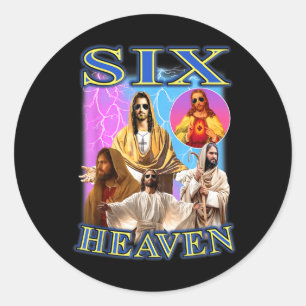 Sechs Himmel Lustiger Meme Christlich 67 Jesus Män Runder Aufkleber