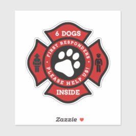 Sechs Hunde im Inside Pet Alert Rette uns für Feue Aufkleber