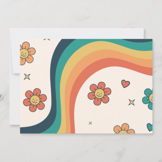 Sechs ist ein Vibe Groovy Retro Floral 6. Geburtst Einladung (Rückseite)