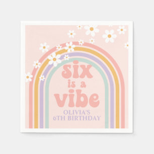 Sechs ist ein Vibe Pastel Rainbow 6. Geburtstag Serviette