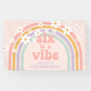 Sechs ist ein Vibe Pastel Regenbogen 6. Geburtstag Banner