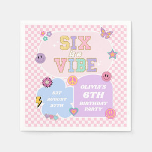 Sechs ist ein Vibe Preppy Patch 6. Geburtstagspart Serviette