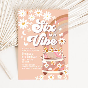 Sechs ist eine Stimmung Daisy Beige Creme 6. Gebur Einladung
