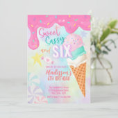 Sechs ist so süß einladung (Stehend Vorderseite)