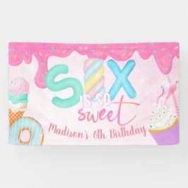 Sechs ist so süß rosa Zuckerguss Banner