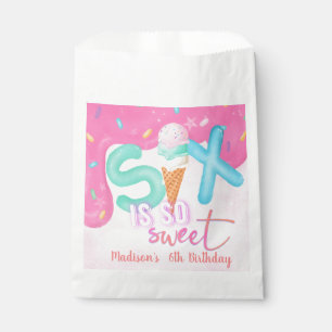 Sechs ist so süß rosa Zuckerguss Geschenktütchen