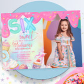 Sechs ist so süßes Foto Einladung