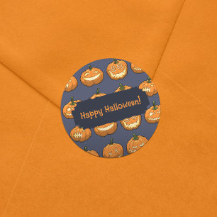 Sechs Jack o'Lantern Pixel Pumpkins-Muster Runder Aufkleber