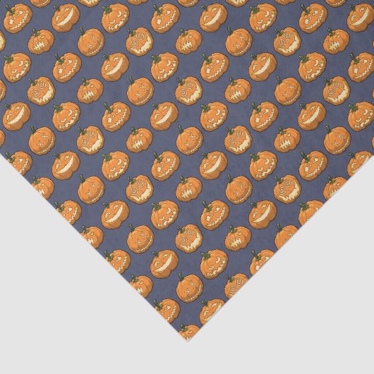 Sechs Jack o'Lantern Pixel Pumpkins-Muster Seidenpapier (Ausschnitt)