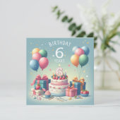 sechs Jahre alter Geburtstag Einladung (Stehend Vorderseite)