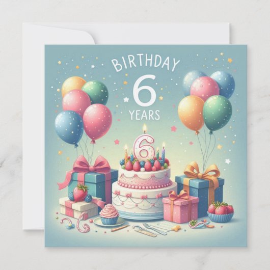 sechs Jahre alter Geburtstag Einladung (Vorderseite)