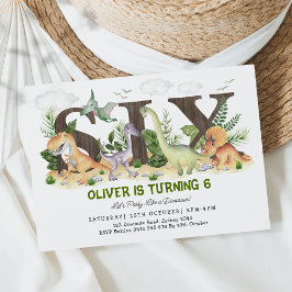 SECHS | Junge Dinosaurier 6. Geburtstagsparty Einl Einladung